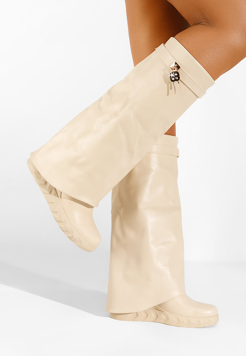 Škornji s platformo Bež Ipira