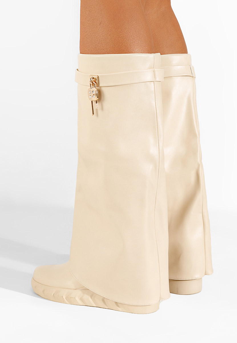 Škornji s platformo Bež Ipira