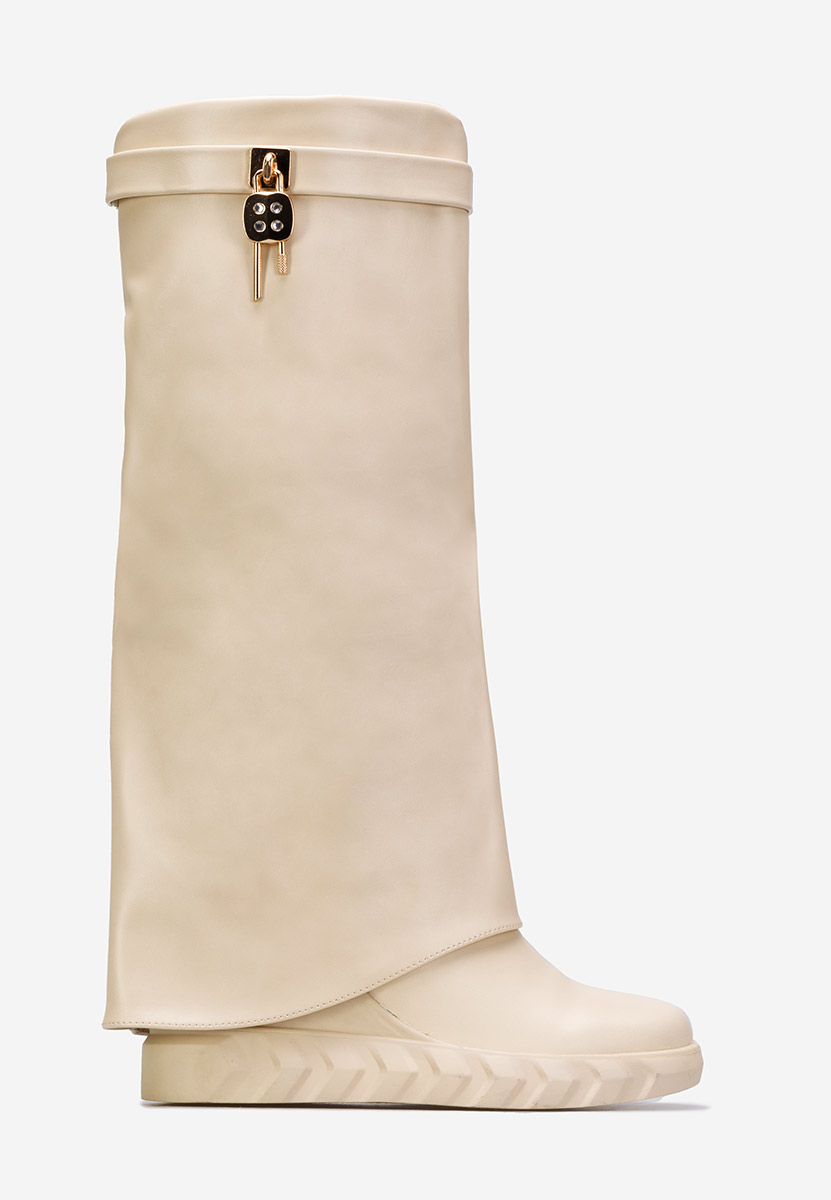 Škornji s platformo Bež Ipira