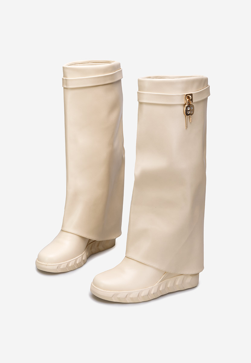 Škornji s platformo Bež Ipira