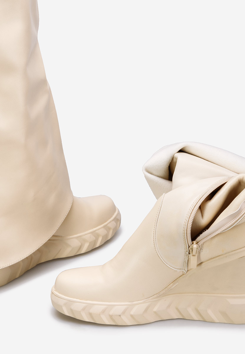 Škornji s platformo Bež Ipira