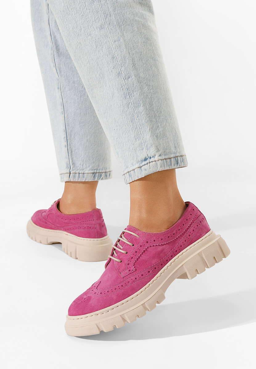 Usnjeni nizki čevlji Henise Fuksija