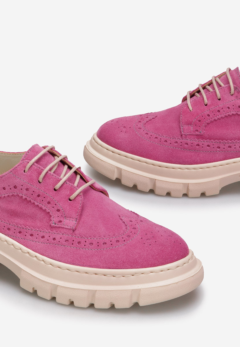 Usnjeni nizki čevlji Henise Fuksija