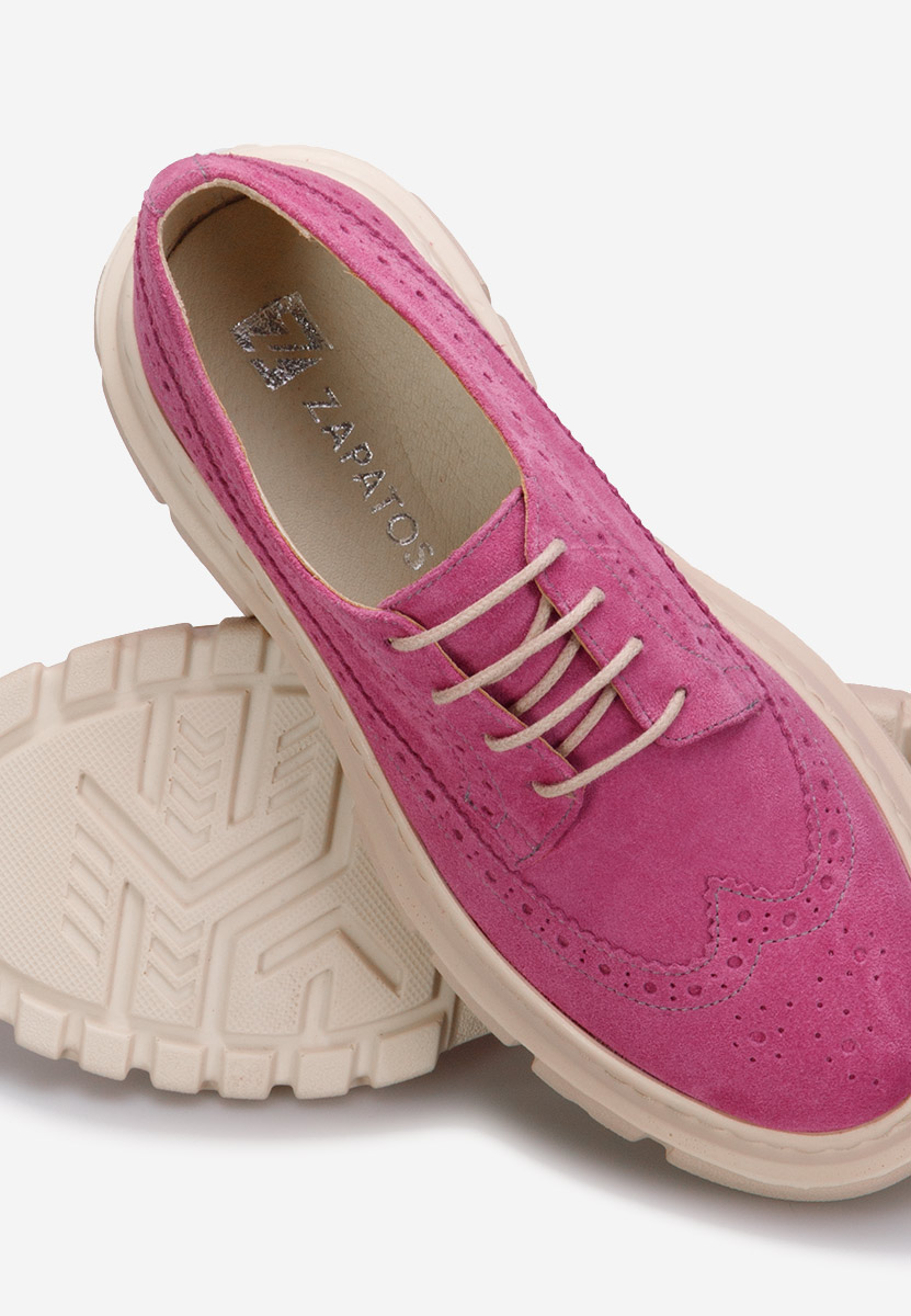 Usnjeni nizki čevlji Henise Fuksija