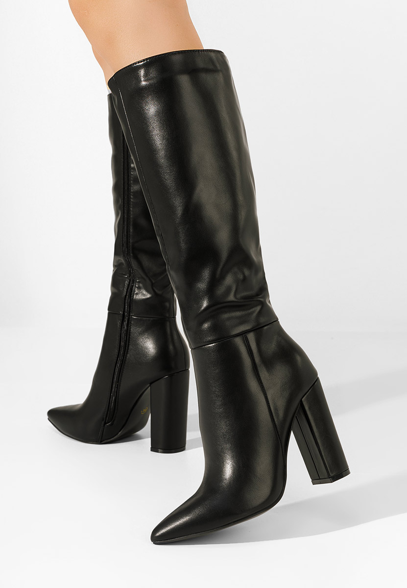 Škornji s peto Alyndra črna