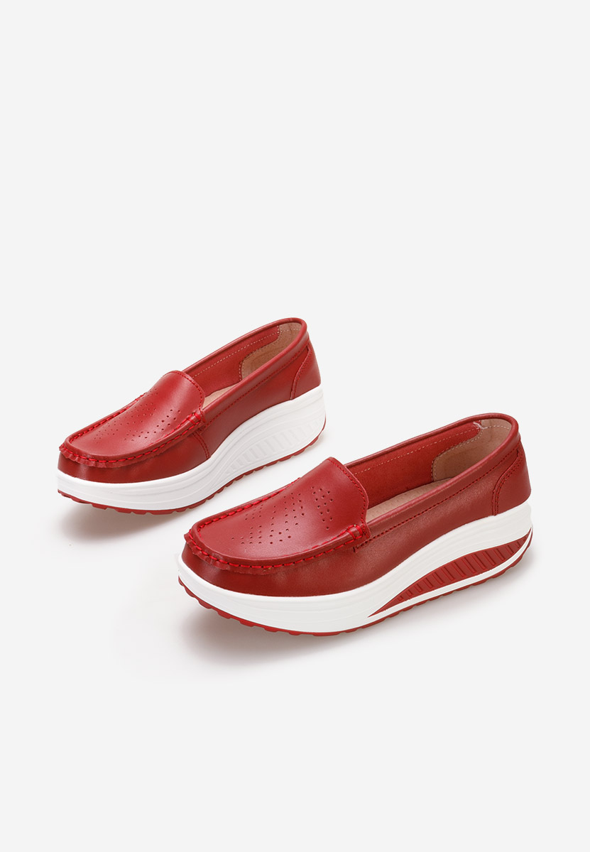 Usnjeni mokasini Yustina Rdeča
