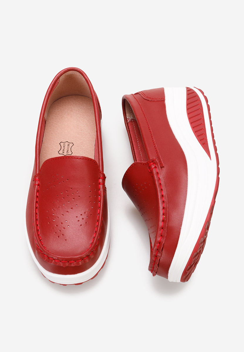 Usnjeni mokasini Yustina Rdeča