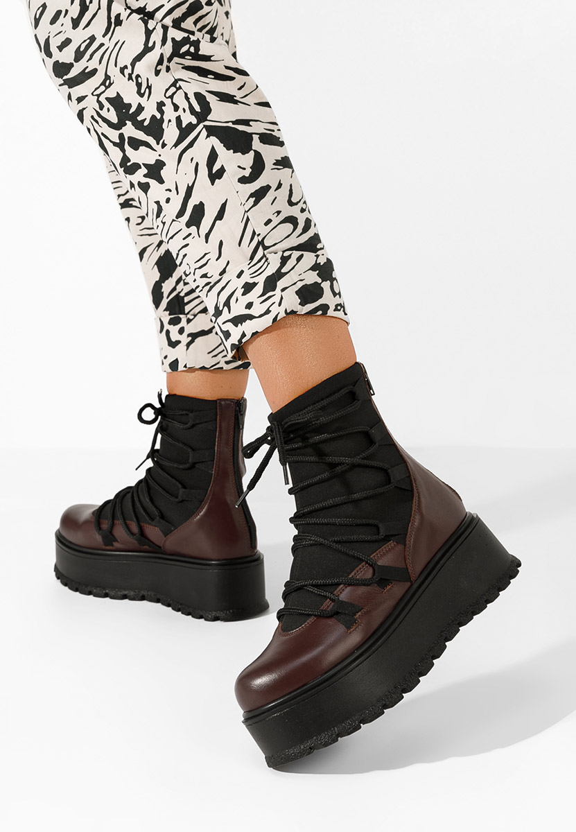 Ženski usnjeni gležnjari Amelia Rjava