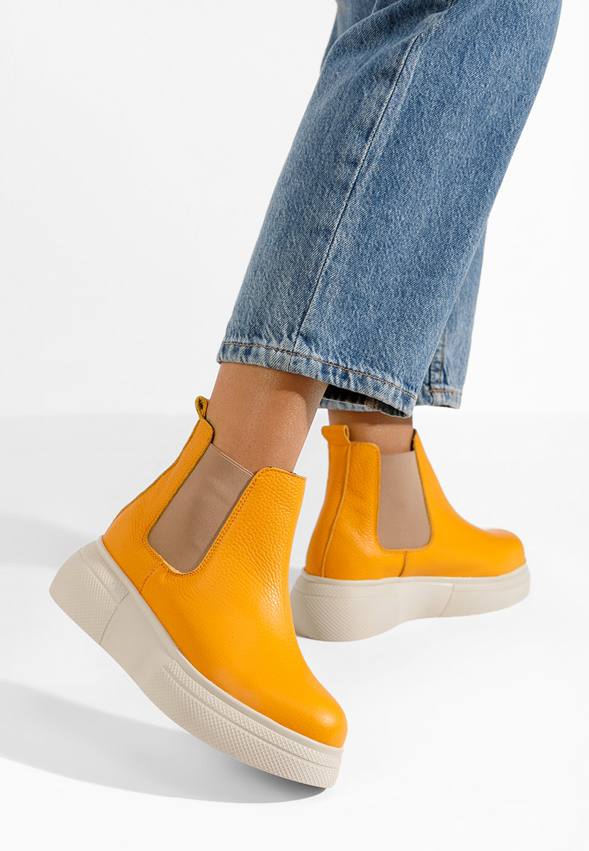 Ženski usnjeni gležnjari Kisalia Rumena