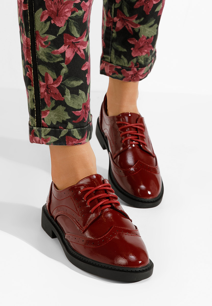 Brogue čevlji Pheronia vinsko rdeča