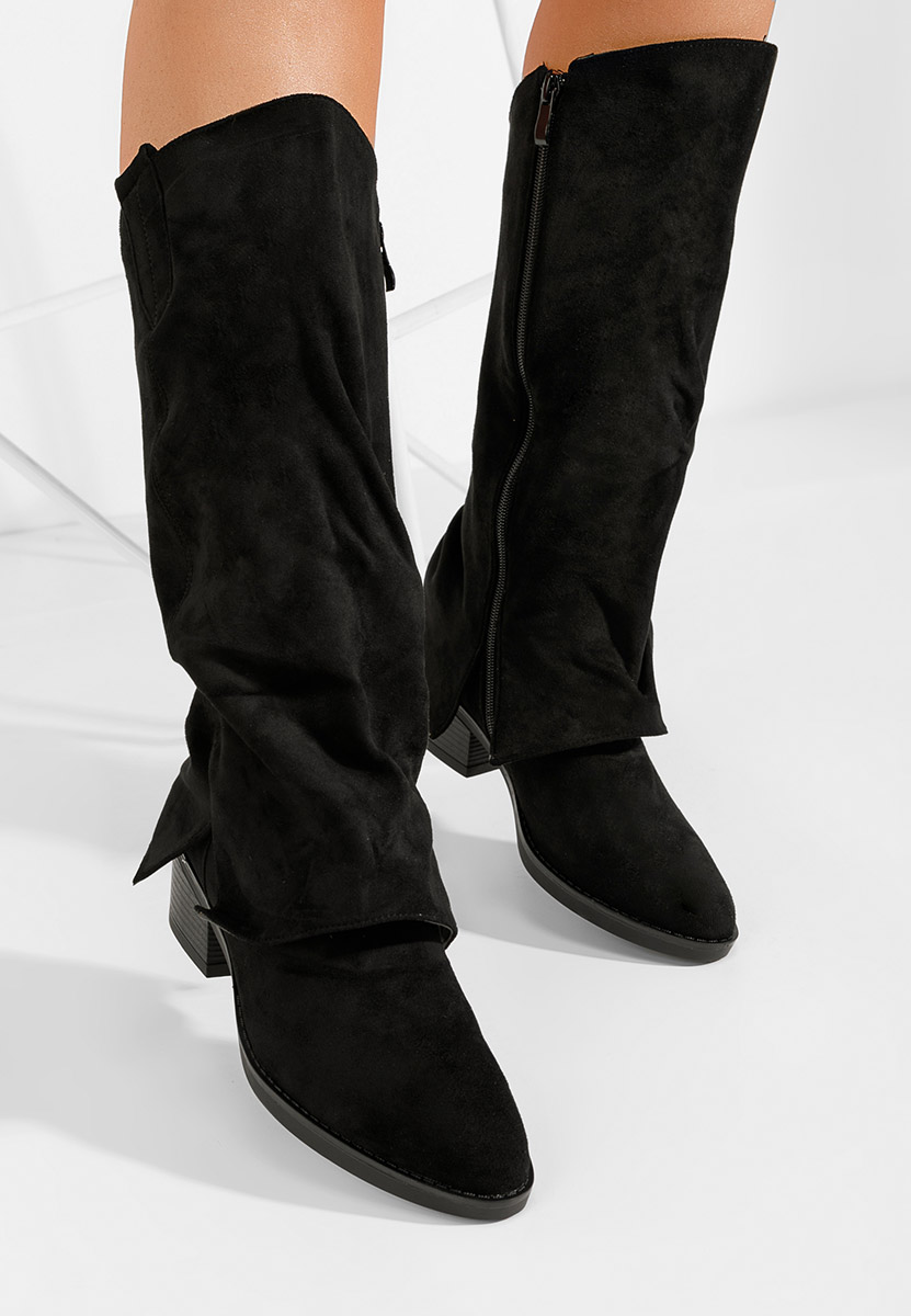 Škornji s peto Chandana črna