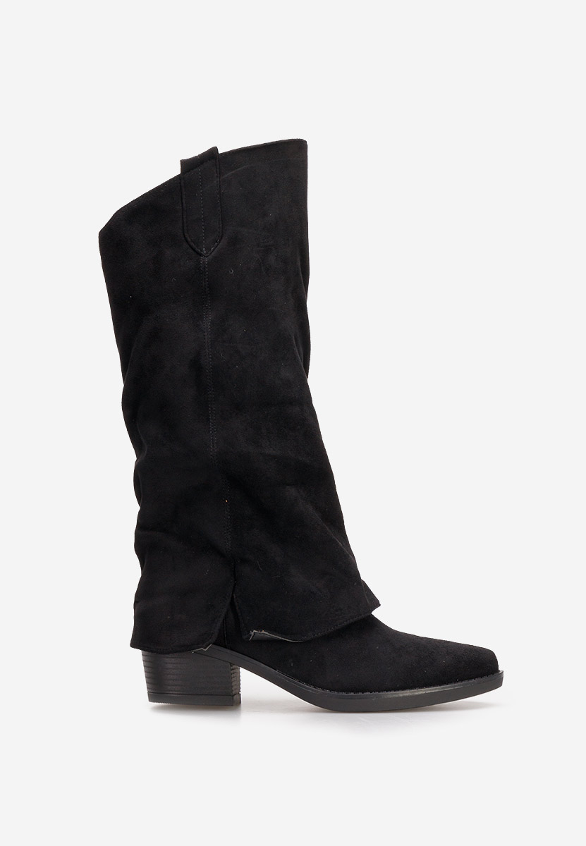 Škornji s peto Chandana črna