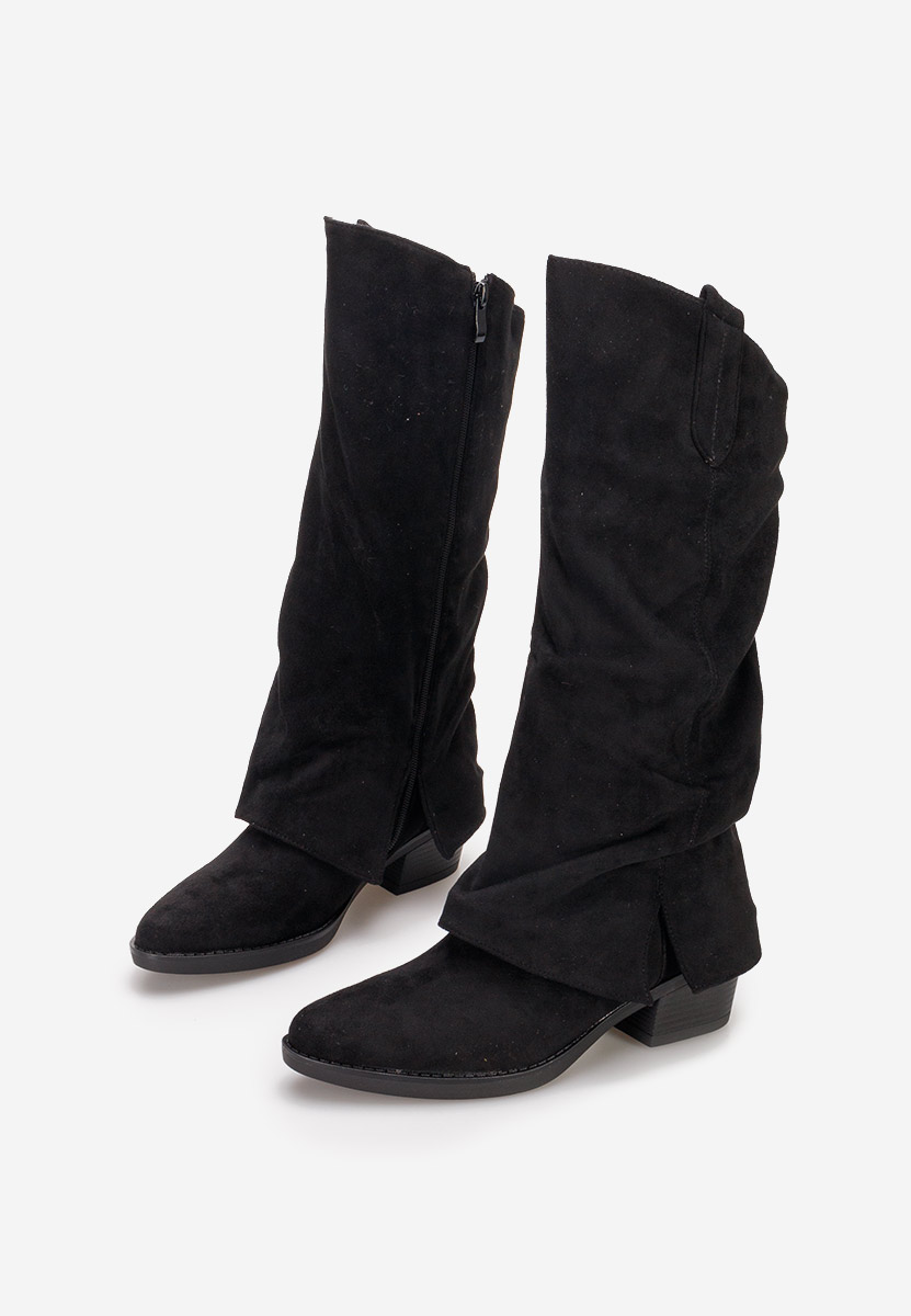 Škornji s peto Chandana črna