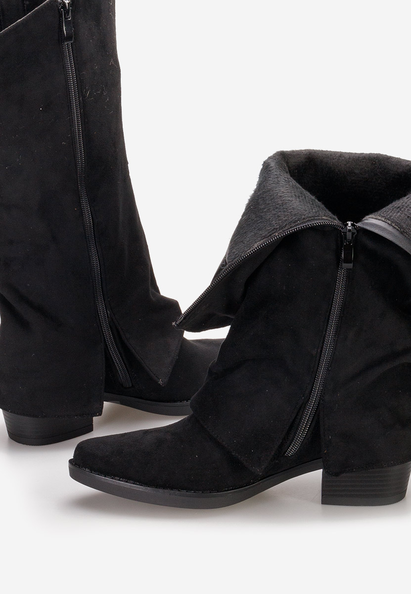 Škornji s peto Chandana črna