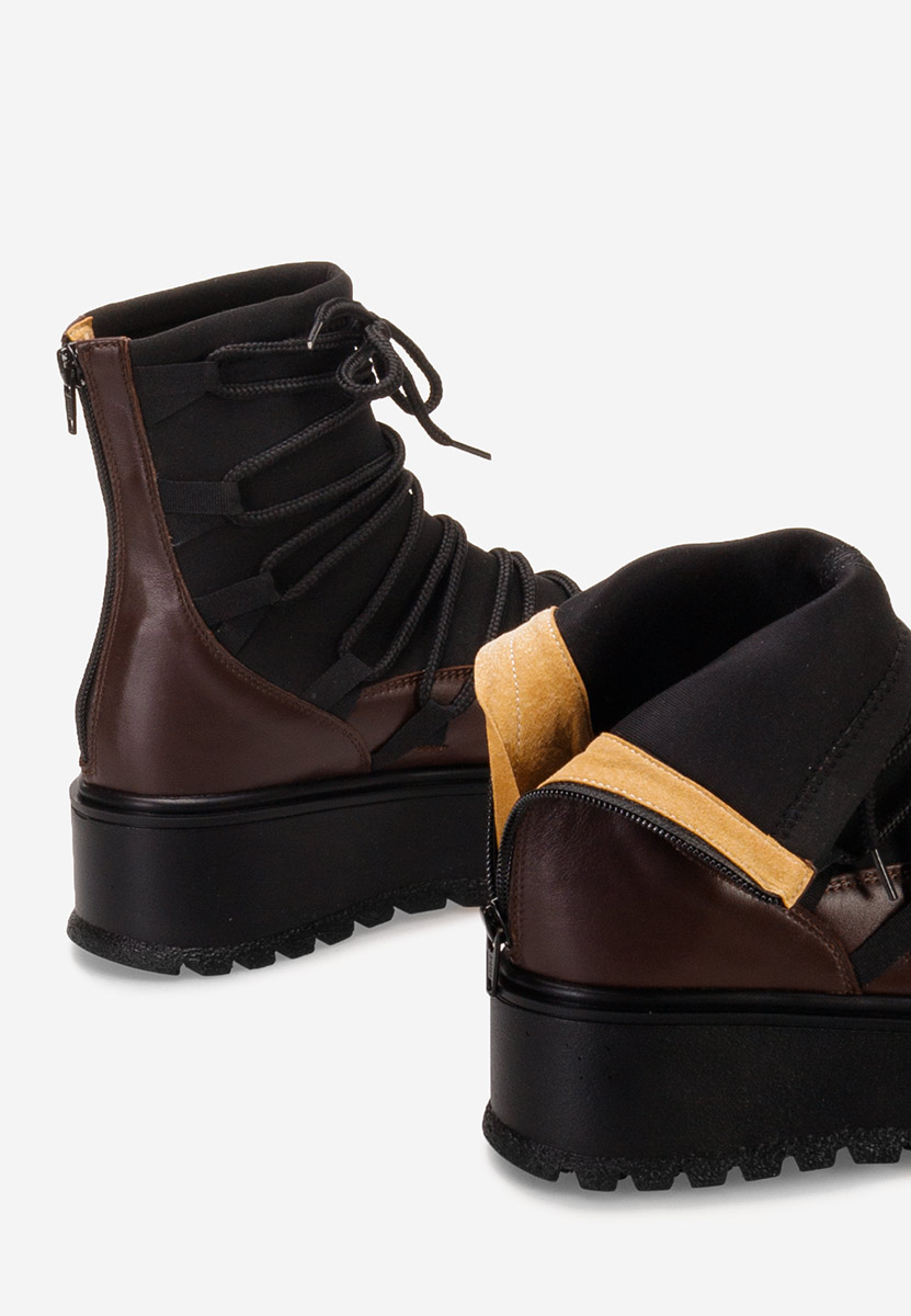 Ženski usnjeni gležnjari Amelia Rjava