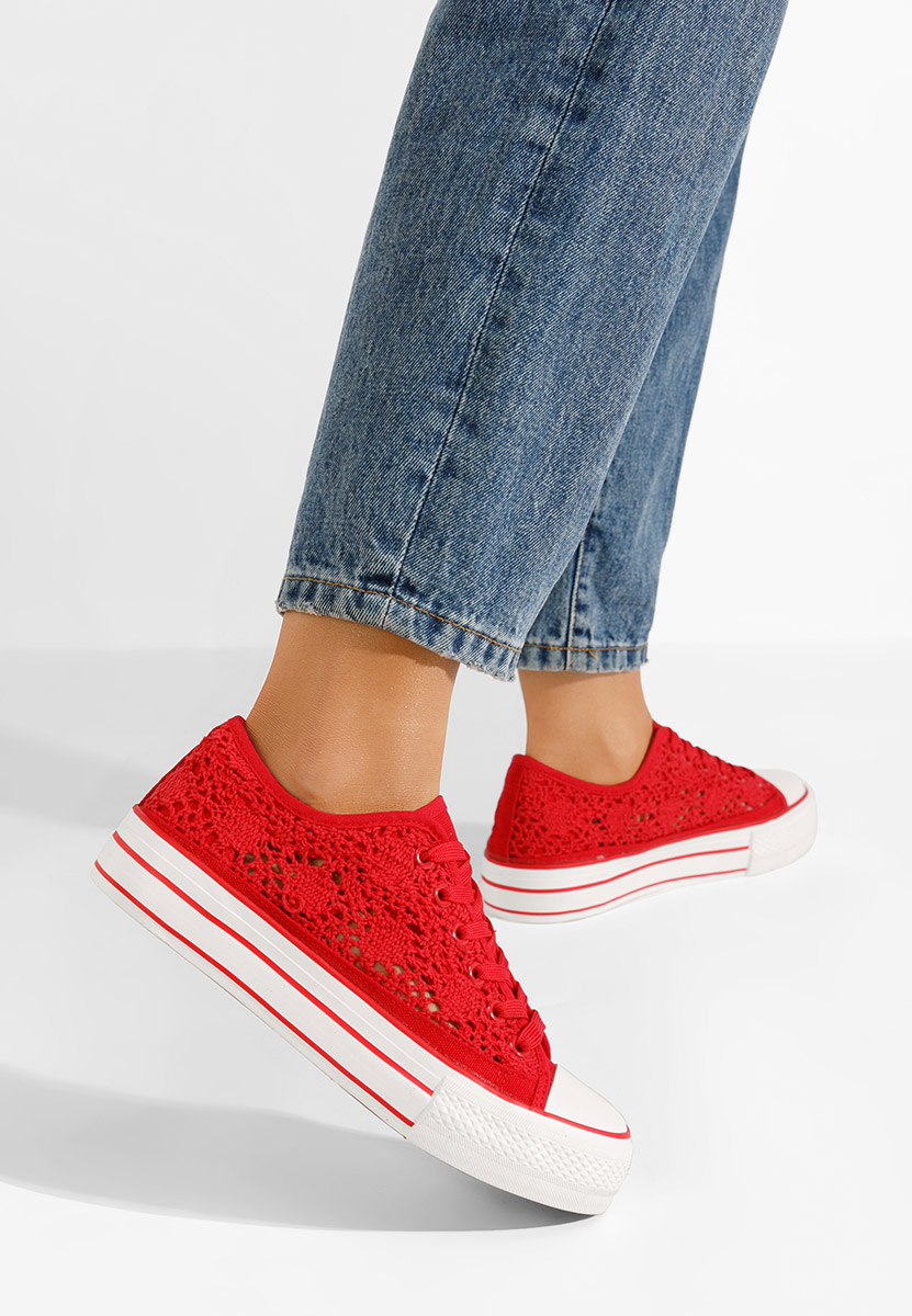 Laneni čevlji Floreina rdeča