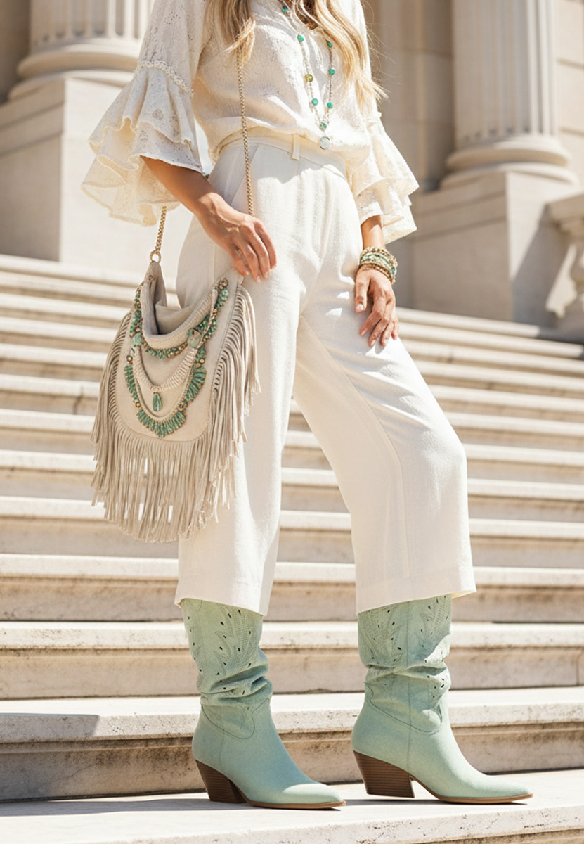 Kavbojski škornji Indaia zelena